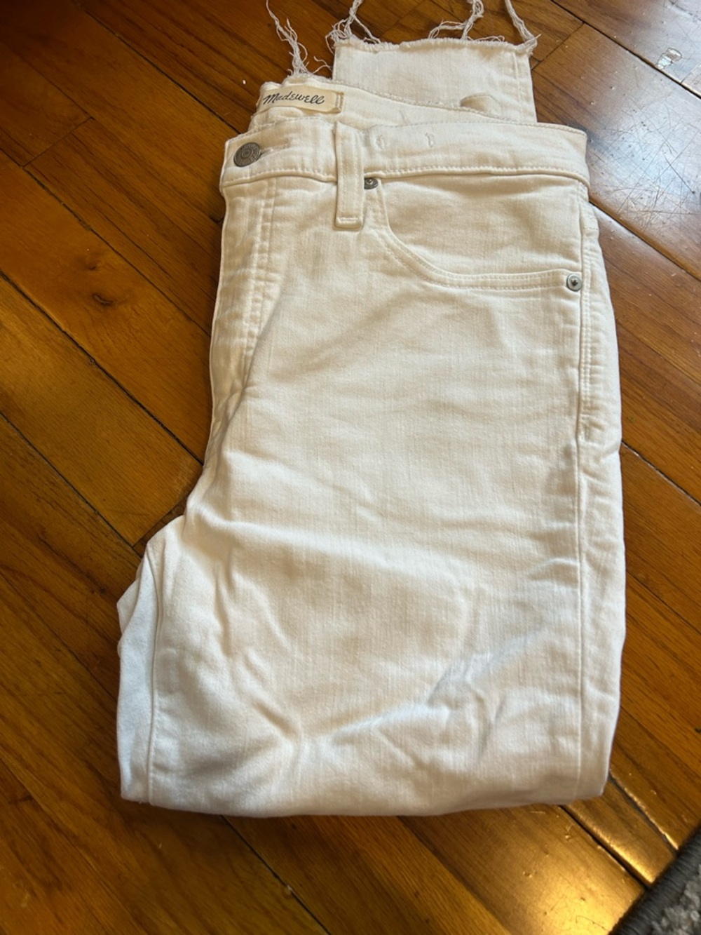 Madewell Cream Straight-Leg White Jeans